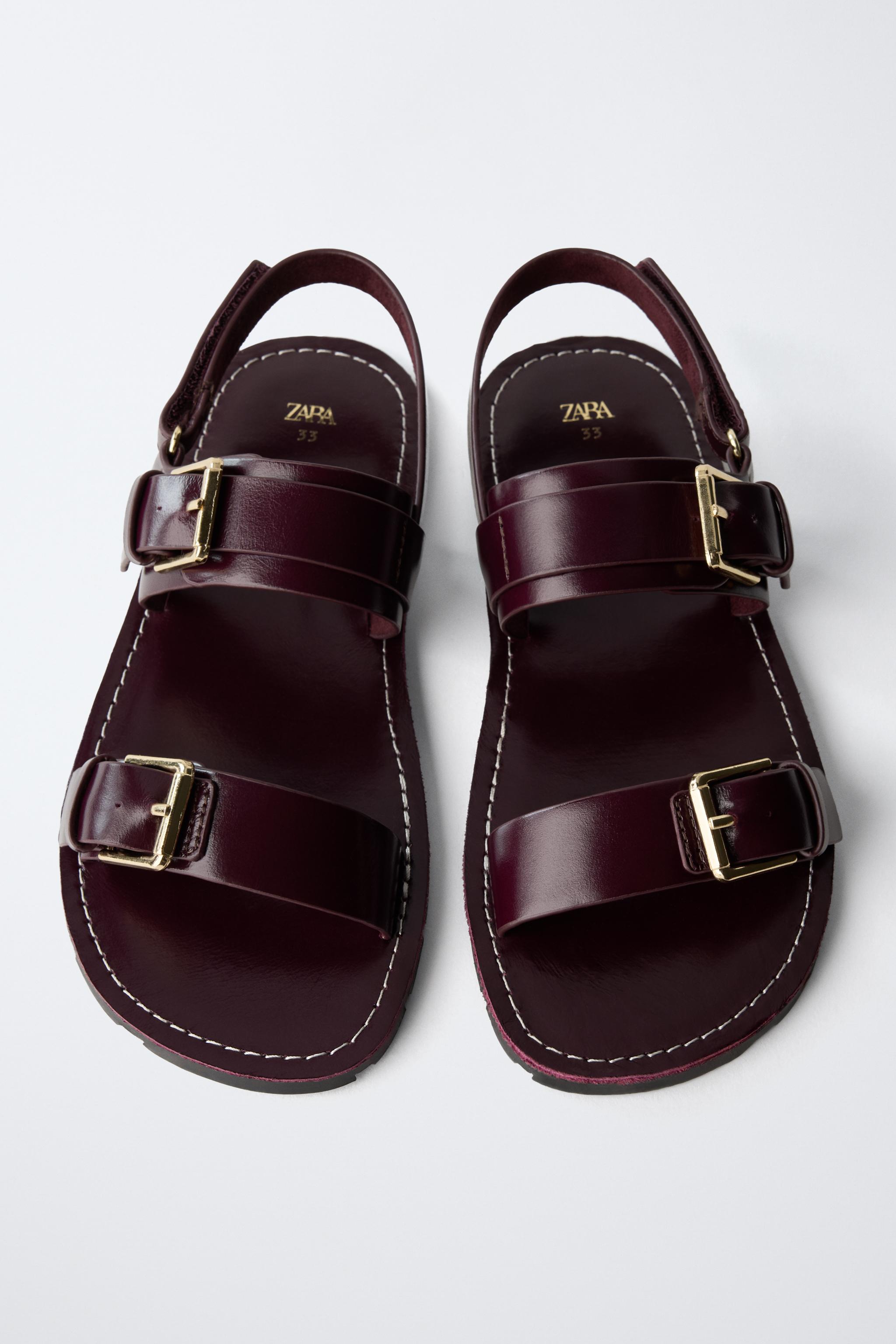 SANDALES À BOUCLES EN CUIR